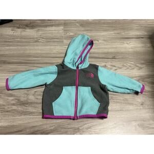 The North Face Baby Sweater 3-6 Months Gray Pink Blue Full Zip + Hoodie